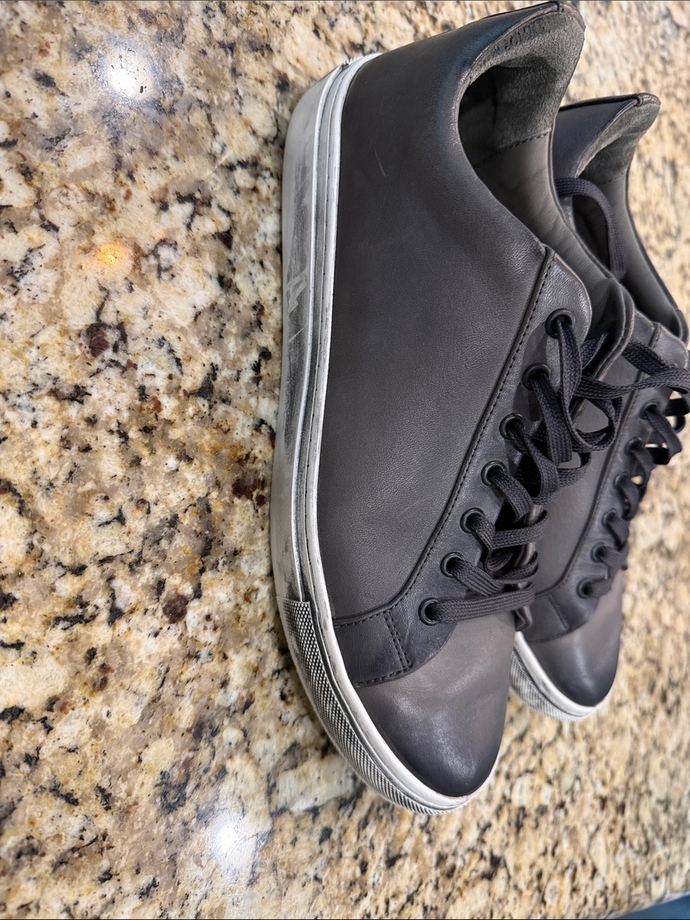 Thursday Boot Company Black Leather Low-Top Sneakers with Distressed White Sole - Picture 3 of 4